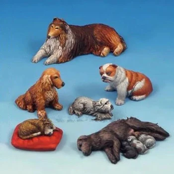 1/35 Scară de Rășină Model Animal Kit Câine de Companie a Grupului Micro Scena Layout Diorama Neasamblate Nevopsite Jucării DIY