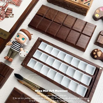 Min Nuc Ciocolata Vopsea Acuarelă Cutie 24 Culoare Pură Manual Sub Box-Uri Vintage