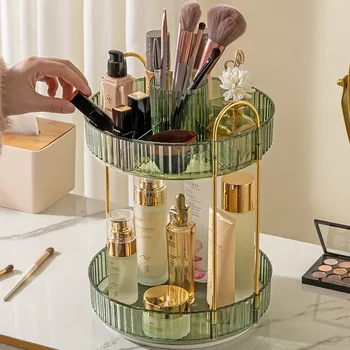 Lumina de lux rotație frumusete raft de depozitare cutie de toaletă desktop parfumuri de îngrijire a pielii produse de machiaj perie raft