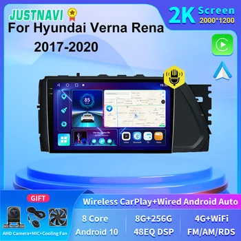 JUSTNAVI Ecran 2K 8+256GB Android Radio Auto GPS Multimedia Unitate Cap de Navigare GPS Pentru Hyundai Verna Rena 2017 2018 2019 2020