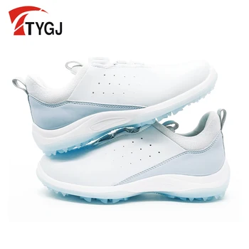TTYGJ Femei Pantofi de Golf Cu Rotirea Butonul Dantele Impermeabil Respirabil în aer liber, Alb Spikeless Sport Golf Încălțăminte