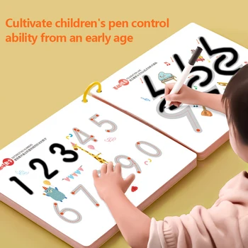 1 BUC Copiii Montessori Desen Educație Magic Contur Registru de lucru Reutilizabil Magie Practică Caiet Stilou de Formare de Control Carte