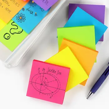 6color Notă de Lipicios Culori Luminoase de Auto-Stick Pad-uri, Ușor de a Posta pentru Acasă, la Birou, Notebook-uri