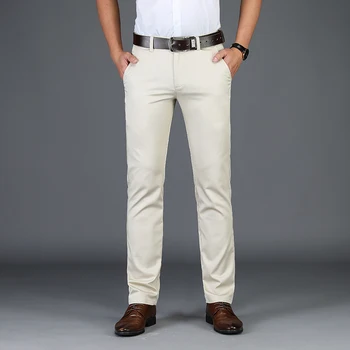 2023 Primavara-Vara Noi Bărbați Întinde Subțire Drept Pantaloni Casual Moda de Afaceri de Bumbac Culoare Solidă Pantaloni sex Masculin de Îmbrăcăminte de Brand