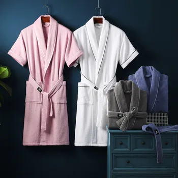 Nouă Cupluri de Toamnă Nou 100% Bumbac Kimono Halate de Baie Confort Bărbați Și Femei Prosop Halat de baie Halat Solid Hotel SPA Halat