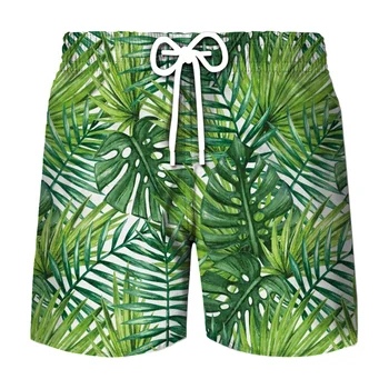 3D Imprimate Plante Naturale pantaloni Scurți de Plajă Barbati Casual Hawaii costum de Baie iute Uscat Bermuda Surf Bord pantaloni Scurți Pantaloni de Moda de Trunchiuri de Înot