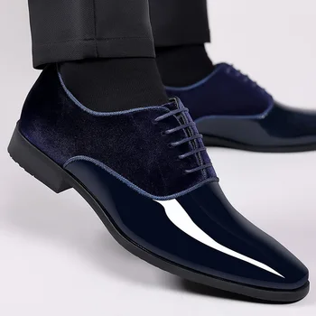 Bărbați clasic Pantofi Rochie Alunecare pe Pantofi Negri din Piele pentru Barbati Point Toe Business Casual de damă Pantofi de Mireasa Plus Dimensiune MPX125