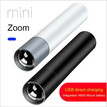 Lanterna Mini USB Reîncărcabilă Lanterna LED-uri Impermeabil Telescopic Puternic Torch Lampă de Lucru în aer liber Zoom Portabil cu Lanterna