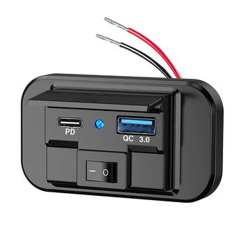 12-24V PD de Tip C USB QC3.0 Porturi Fast Charger Priza De Putere Priza De Panou De Încărcare Auto