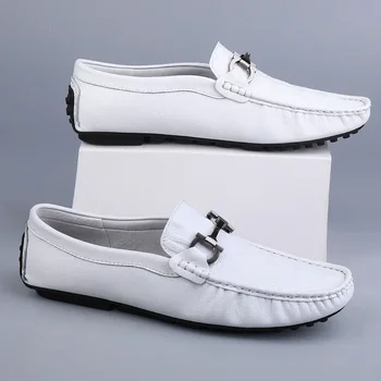 Pantofi pentru bărbați 2023 Slip-on pentru Barbati Pantofi Casual din Piele Fierbinte de Vânzare cu un Cap Rotund de Înaltă Calitate de Metal Decor Casual Pantofi pentru Bărbați Zapatos