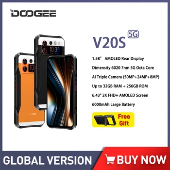 DOOGEE V20S 5G Telefon Robust AMOLED Dual Display Telefon Mobil 12GB+256GB 50MP+24MP Camera Viziune de Noapte Smartphone Android 13 NFC