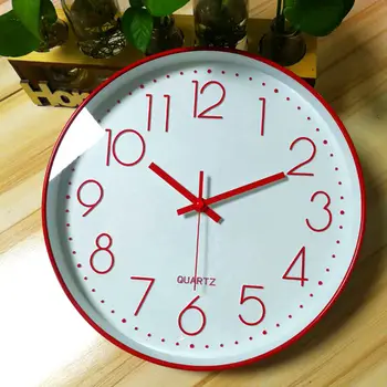 Ceasuri Ceasuri De Perete Camera De Zi Creatoare De Moda Moderne De Simplu Tăcut Rundă De Birou Acasă Roșu Ceasuri De Perete Ceasuri De Perete Decor Acasă