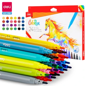 Deli 12/24 Culori Acuarela Stilou Bun marker de Desen pentru Copii DIY Marker Scoala Rechizite Elevii Pictura