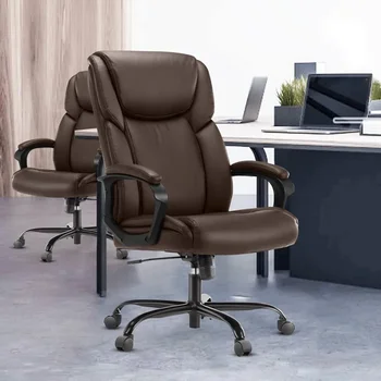 Biroul executiv - Scaun Ergonomic acasă calculator, scaun de birou cu roti, suport lombar, PU piele,reglabil pe inaltime si rotativ