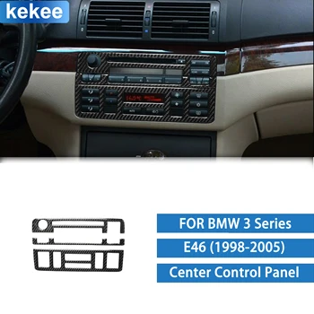 Pentru BMW Seria 3 E46 1998-2005 Real Fibra de Carbon Mașina de Centru de Control Aer Condiționat Priza de Panou Cadru Decal Acoperire Trim Autocolant