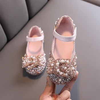 MODX 2023 Nou Pantofi pentru Copii Perle Strasuri Stralucitoare Copii Printesa Pantofi Fete Pantofi de Petrecere Si de Nunta D487