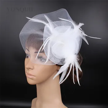Frumos Tul Pălării De Nunta Elegante Femei De Moda Fascinator Accesorii De Par Cu Flori Realizate Manual, Cu Fantezie, Pălării Cu Pene