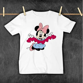 Disney Minnie Mouse Creativitate Copii Topuri Haine Rafinat Alb Dropship Tricou de Vara Noi Casual Copil T-Shirt 3-14T Dimensiune Tee
