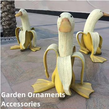 Noi Banana Rață Art Statuie De Gradina Curte În Aer Liber, Decor Drăguț Amuzant Capricioasă Banane Decojite Rață Figurine Decor Ornamente