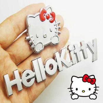Sanrio Hello Kitty din Metal cu masini 3D Autocolante de Desene animate Drăguț Autocolante Scrisoare Insigna Emblema Coada Decal Motociclete Biciclete Decor Masina