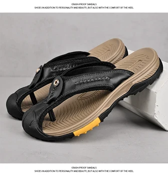 Brand 2023 cap nou strat de piele de vacă din piele pantofi de plaja si sandale Flip-flops Zapatos de playa sandalias chinelos