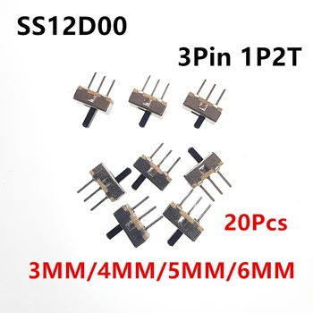 20buc SS12D00 Interruptor on-off mini Comutator Glisant 3pin 1P2T 2 Poziția Înaltă calitate comutator lungime Mâner:3MM/4MM/5MM/6MM
