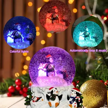 Pinguin Globul De Cristal Glob De Zăpadă De Sticlă Lumini Personalizate, Glob De Craciun Cu Difuzor De Filare Meserii