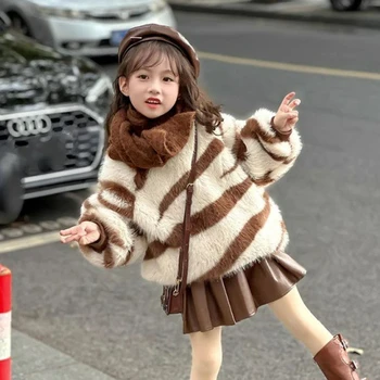 Fete Hanorac 2023 Toamna Iarna Nou Pulover de Lână pentru Copii de Vest-stil de Strat de Bază Copil Fata de Pluș Cald de Sus