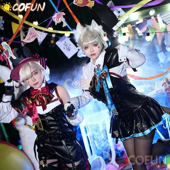 COFUN Joc Genshin Impact Lynette /Lyney Magician Cosplay Costum Costume de Halloween pentru Femei Animație Costum CP Pălărie Peruca