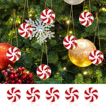 50pcs Anul Nou Acrilic Bomboane DIY de Crăciun Pom de Crăciun Agățat de Simulare Bomboane de Mentă Ornamente Dulciuri Picătură Pandantive Cadouri