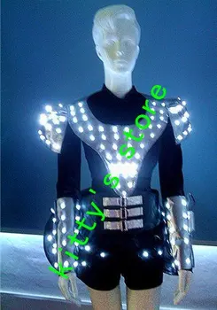 iluminat LED îmbrăcăminte / haine stralucitoare /lumina rochie/luminos costum lady robot condus de femei costum de festival