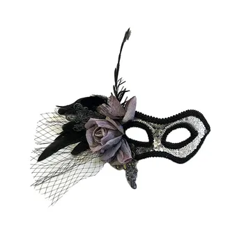 Handmade, Vintage Sequin Paillette Ochi-Masca Venetian Masquerade Florale, Pene De Petrecere In Stil Gotic Jumătate Masca De Fata