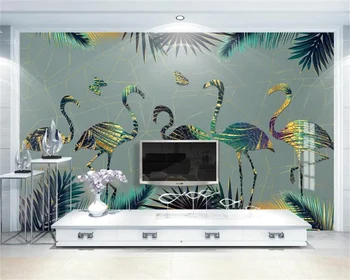 Personalizat de Fundal Abstract Iluminat Flamingo Mână-pictat Verdeață Camera de zi Dormitor Fundal de Perete Home Decor Mural