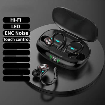 În Ureche Căști Bluetooth Wireless Bluetooth Căști HiFi Stereo Muzică de Cauciuc Pavilioane ENC Anulare a Zgomotului de Jocuri Sport, Căști
