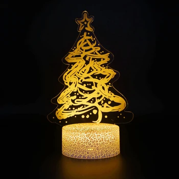 Nighdn Decor de Crăciun 3D Iluzie Lampa Pom de Crăciun Lumina de Noapte În 7 Culori Schimbare USB Lampa de Masa Cadou de Crăciun pentru Prieteni