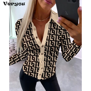 Femei Top 2023 Toamna Ziar Print Ruched Nasturi Maneca Lunga de Sus Cardigan Elegant Tricou pentru femei Bluza cu Maneci Lungi de Sus