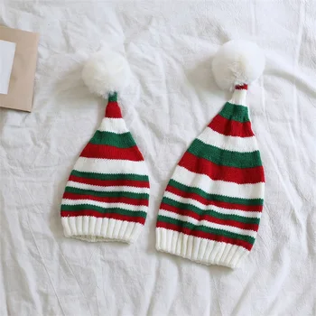 Crăciun Pălărie Tricot Cald Iarna Striped Beanie Cap Vreme Rece Pom Hat pentru Copii și Adulți