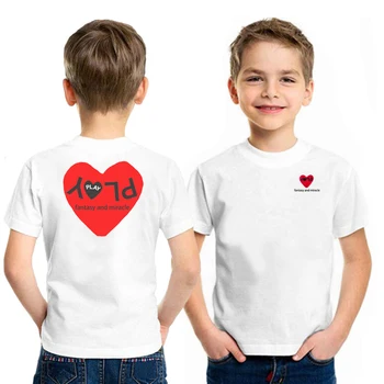 Copilul T-shirt de Vară Inima Scrisoare Broderie Spate Dragoste de Imprimare Băiat Fată O-gât cu mânecă Scurtă Copil Unisex Drept T-shirt