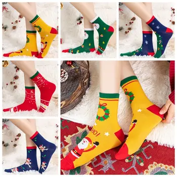 Elan Crăciun Șosete De Bumbac Confortabil Zăpadă Moș Crăciun Șosete Echipajului Sosete Mijlocul Ciorapi De Desene Animate Ciorapi Doamnelor