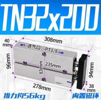 TN32 TN32X200 TN32*200 tija cilindru TN dublă acțiune alezaj dimensiune 32mm accident vascular cerebral 200mm cu magnet Aer Cilindru pneumatic