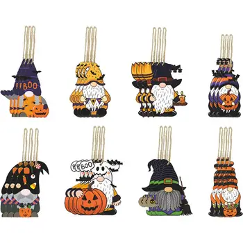 Halloween-Ul Gnome Lemn Decoratiuni De Halloween Decor Din Lemn Ornament Refolosibile Din Lemn Atârnă Ambarcațiuni Gnome Elf Ornamente Pentru Dormitor
