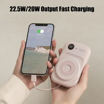Aparat de fotografiat Stil Mini Wireless Power Bank 10000mAh Magnetic de Putere Mobil Portabil de Încărcare Rapidă Power Bank pentru IPhone, Samsung, Xiaomi