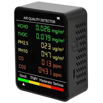 2X 6 In 1 PM2.5 PM10 HCHO TVOC CO, CO2, Calitatea Aerului Detector CO CO2 Formaldehidă Monitoriza Calitatea Aerului din Birou Tester,Negru