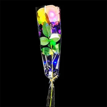 Ziua îndrăgostiților Cuplu Iubitor de Cadouri Led-uri Stralucitoare de Trandafir Artificiale Flori Pentru Aniversare de Ziua Mamei Zi a Festivalului de Decor