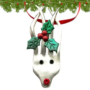 Amuzant Furculita Reni Ornament Realizat Manual Din Metal Cap De Cerb Furculita Drăguț Decorare Pom De Crăciun Pandantiv Unic Elan Pomul De Crăciun