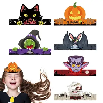Petrecere De Halloween Pălării Portabil 6 Stiluri De Femei Vrajitoare Pălării De Hârtie De Mai Multe Culori Dovleac Fantoma Wizard Înfricoșător Palaria Pentru Petrecere De Halloween