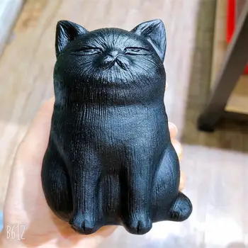 10CM Naturale Obsidian Negru de Desene animate Pisica Animalul de Cristal Piatră prețioasă Meserii Pentru Fengshui Decor Acasă de Colectare 1buc
