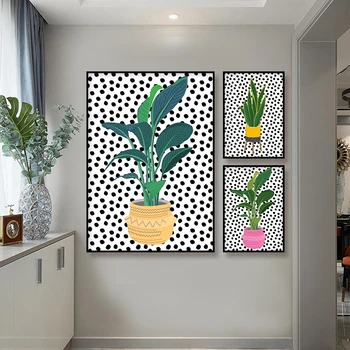 Modern Planta Tropicala Cu Buline Poster Pasărea Paradisului Și Șarpe Model Canvas Imprimat Camera De Zi Perete Arte Pictura Decor