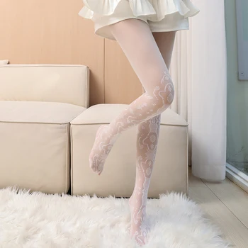 Femei Fund Ciorapi Ciorapi Subtiri cu Model Nailon Fibre de Poliester Sexy Drăguț Negru de Mătase Albă Chilot la Modă