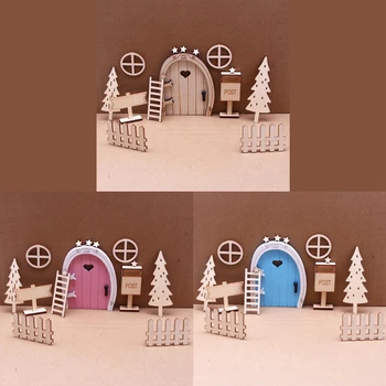 Mini Casa Retro Ușă Decor de Crăciun Set in Miniatura Elf Lemn Usa de Basm Accesorii Usi Pom de Crăciun Decorare DIY